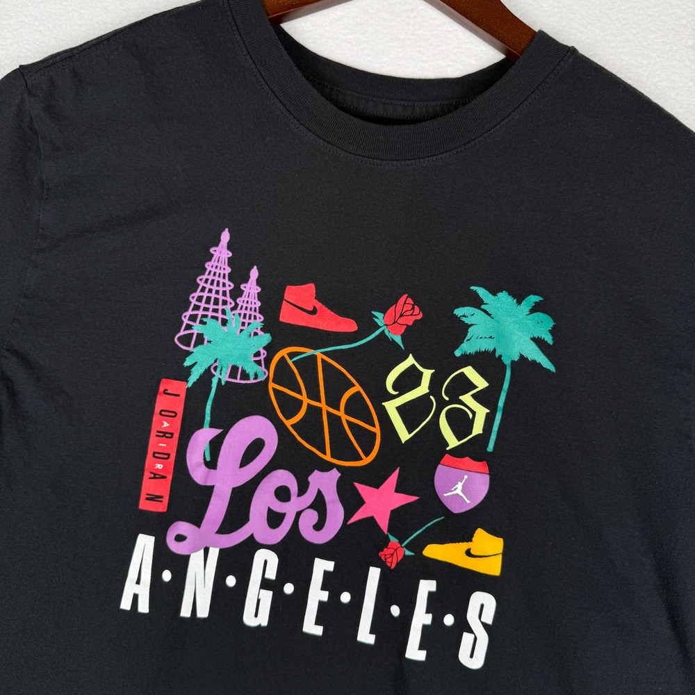 Air Jordan Los Angeles T-Shirt Mens‎ Medium Black Short Sleeve 23 Jumpman Logo